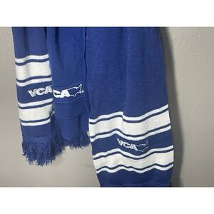 VCA Blue & White Scarfs Fringe On Two Stripe On Solid , California. Neck Wear C1